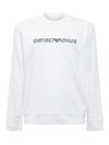 Emporio Armani Logo Print Long-sleeved Sweatshirt In Bianco Logo