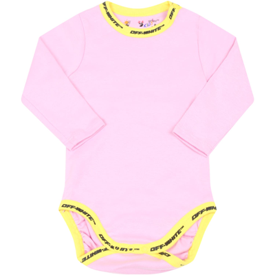 Off-white Pink Body For Baby Girl With Logos In 粉色