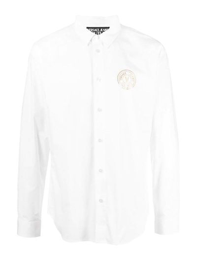 Versace Jeans Couture Logo Detailed Button-up Shirt In White