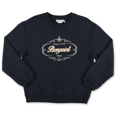 Bonpoint Kids' Logo Flocked Long-sleeved Sweatshirt