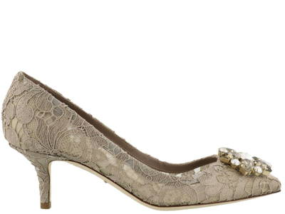 Dolce & Gabbana Pump In Taormina Lace With Crystals In Beige