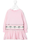 Chiara Ferragni Light Pink Sweater Dress In Cotton With Embossed Logo On The Waist In (rosa Fairytale)