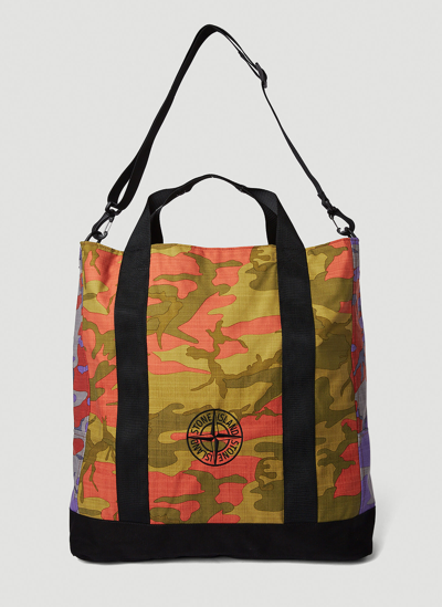 Stone Island Camouflage Tote Bag In Multicolor