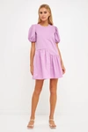 English Factory Knit Woven Mixed Dress In Pink