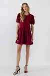 English Factory Knit Woven Mixed Dress In Red