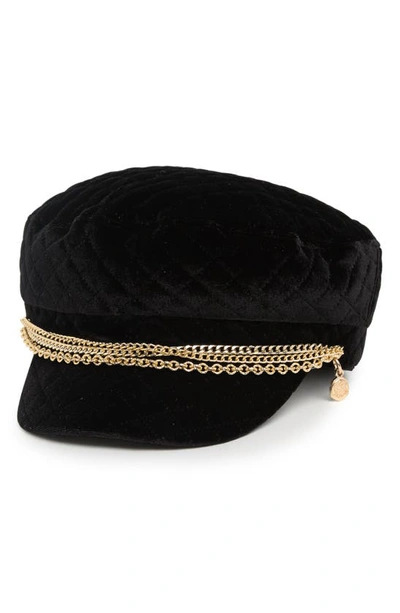 Vince Camuto Quilted Velvet Conductor Hat In Black