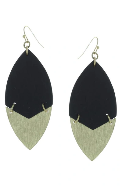Olivia Welles Gold-plated Quinn Split Earrings In Worn Gold / Black