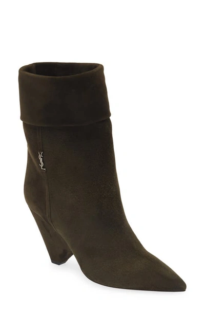 Saint Laurent Niki Suede Ankle Boots In Brown