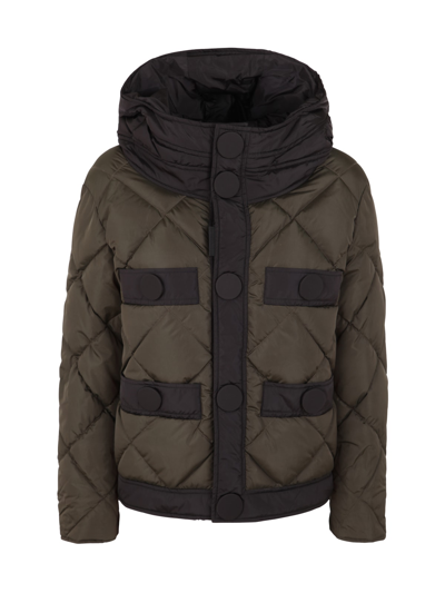 Dsquared2 Hooded Quilted Jacket In Military Green