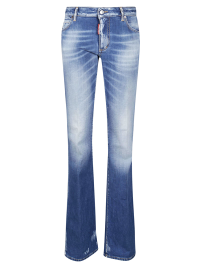 Dsquared2 Medium Waist Flare Jeans In Blue Navy