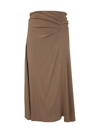 Semicouture Silk-blend High-waisted Midi-skirt In Ghiaia