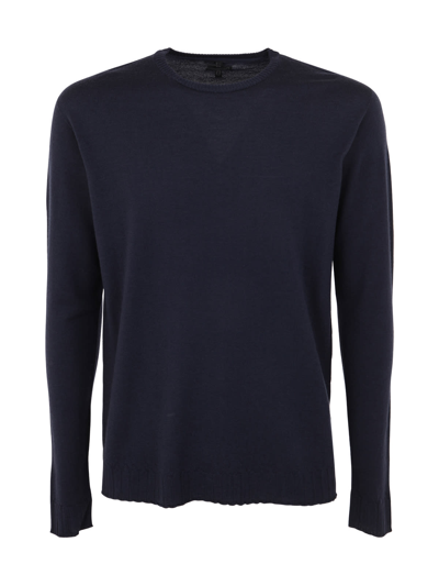Md75 Wool Round Neck Pullover In Basic Blue