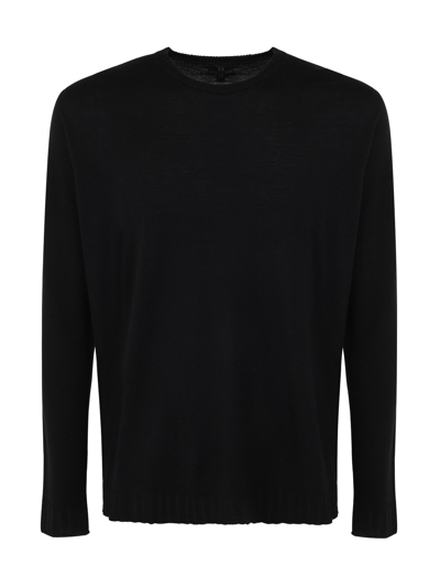 Md75 Wool Round Neck Pullover In Basic Black