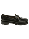 Sebago Black Slip-on Loafers With Lug Sole In Leather Woman In Black