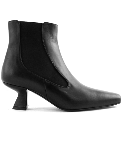 Aldo Castagna Black Leather Azzurra Ankle Boot In Nero