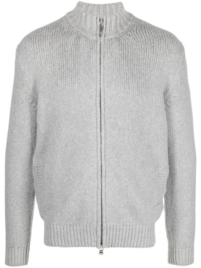 Fedeli Light Grey Cotton Blend Cardigan In Grigio