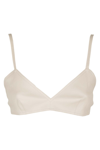 The Mannei Sierra Leather Cropped Tank Top In Cream