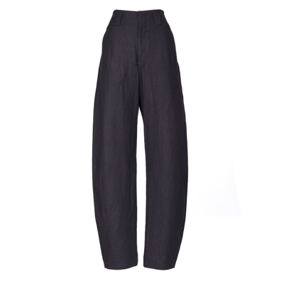 Lemaire Gray Curved Trousers In Black