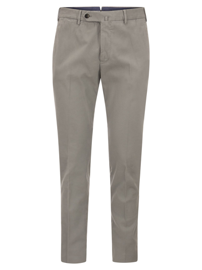 Pt01 Stretch-cotton Slim Trousers In Grey