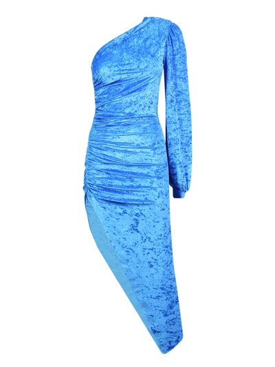 Amen Blue Velvet One-shoulder Dress
