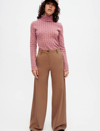 Maje Pimana Wide-leg High-leg Stretch Wool-blend Trousers In Brown