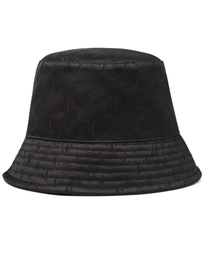 Jimmy Choo Monogram-pattern Bucket Hat In Schwarz