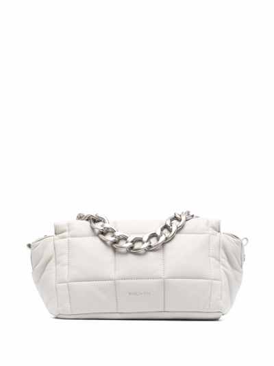 Patrizia Pepe Touch Maxi Chain Shoulder Bag In Grey