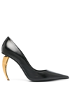 Roberto Cavalli Tiger Tooth Pointed-toe Leather Pumps In Schwarz