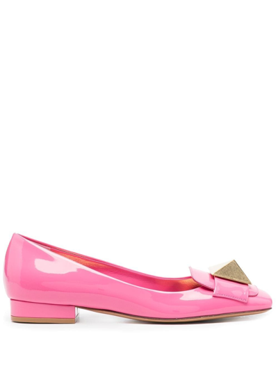 Valentino Garavani Pink One Stud Patent Leather Ballerina Shoes