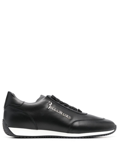 Billionaire Calf-leather Low-top Sneakers In Schwarz