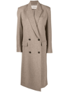 Low Classic Neutral Double-breasted Longline Coat In Nude
