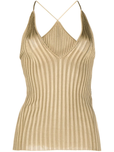 Galvan Rhea Ribbed-knit Camisole In Green