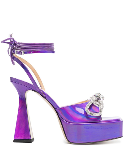 Mach & Mach Double Bow 140mm Platform Sandals In Violett