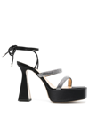 Mach&mach Devon Crystal-embellished Satin Platform Sandals In Schwarz
