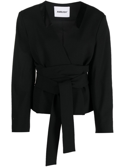 Ambush Tailored Tie-waist Blazer In Black