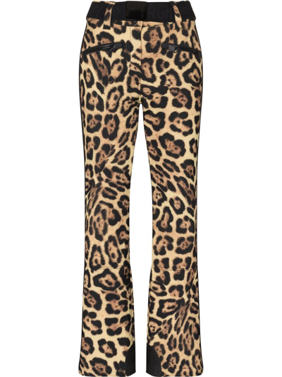 Goldbergh Jaguar-print Belted Softshell Ski Trousers In Neutrals