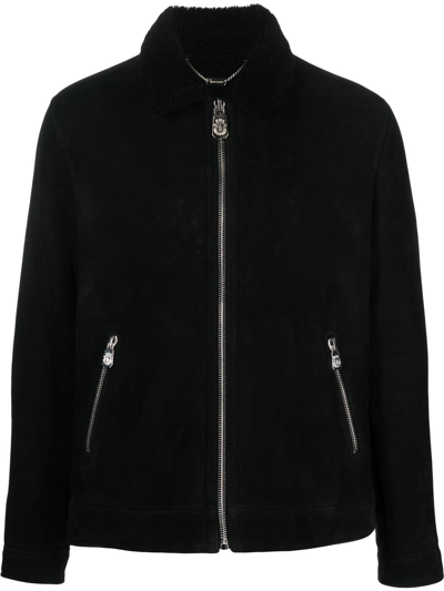 Billionaire Aviator Zip-up Bomber Jacket In Schwarz