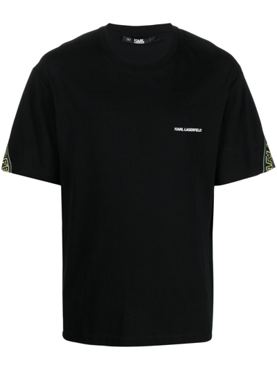 Karl Lagerfeld Logo-tape Short-sleeved T-shirt In Black