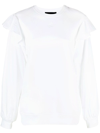 Karl Lagerfeld Ruffle-trim Sweatshirt In White