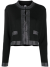 KARL LAGERFELD CRYSTAL-EMBELLISHED KNITTED CARDIGAN