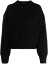 Joseph Round-neck Cardigan-stitch Knitted Jumper In Schwarz