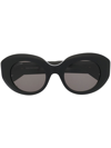Balenciaga Rive Gauche Round Frame Sunglasses In Schwarz