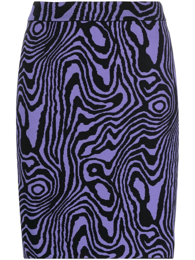 Moschino Graphic-pattern Knitted Mini Skirt In Violett