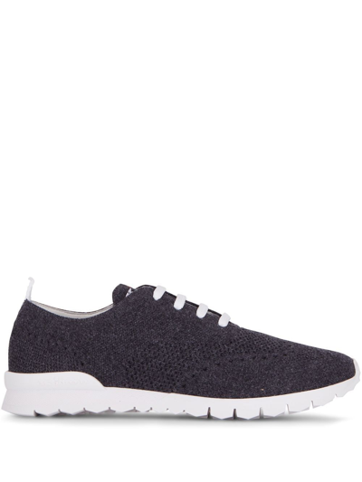 Kiton Embroidered-logo Sneakers In Black