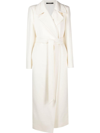Tagliatore Belted Virgin Wool Coat In White