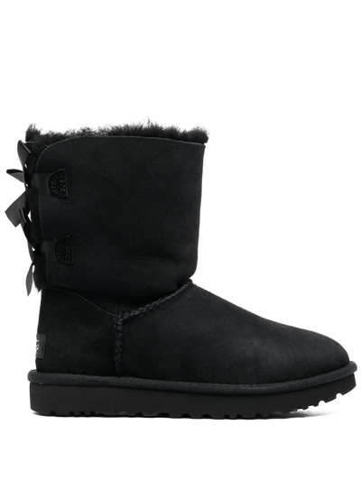 Ugg Bailey Bow Ii Low Heels Ankle Boots In Black Suede