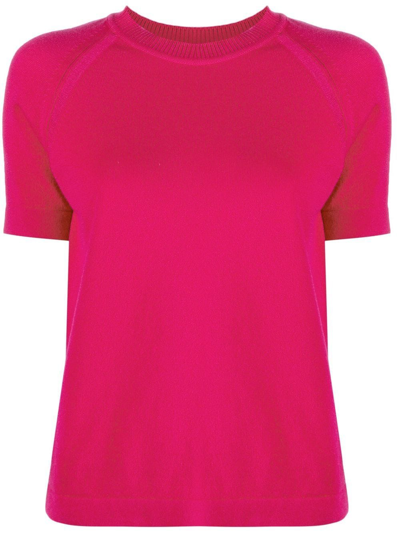 Barrie Short-sleeved Cashmere Top In Rosa
