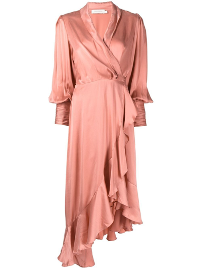 Zimmermann Silk Wrap Midi-dress In Rose