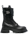 DKNY 55MM SAVA BUCKLE-DETAIL COMBAT BOOTS