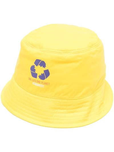 Dsquared2 Logo-print Bucket-hat In Gelb